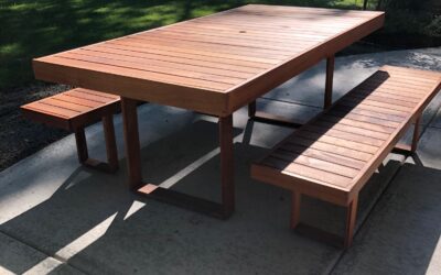 Rich mahogany Dining Table & Benches