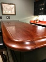 This mahogany bar top replaced an existing tiled top. Bar Top Corner
