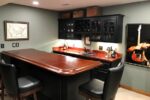 This mahogany bar top and sink top replaced an existing tiled top. Bartop Actual Wide